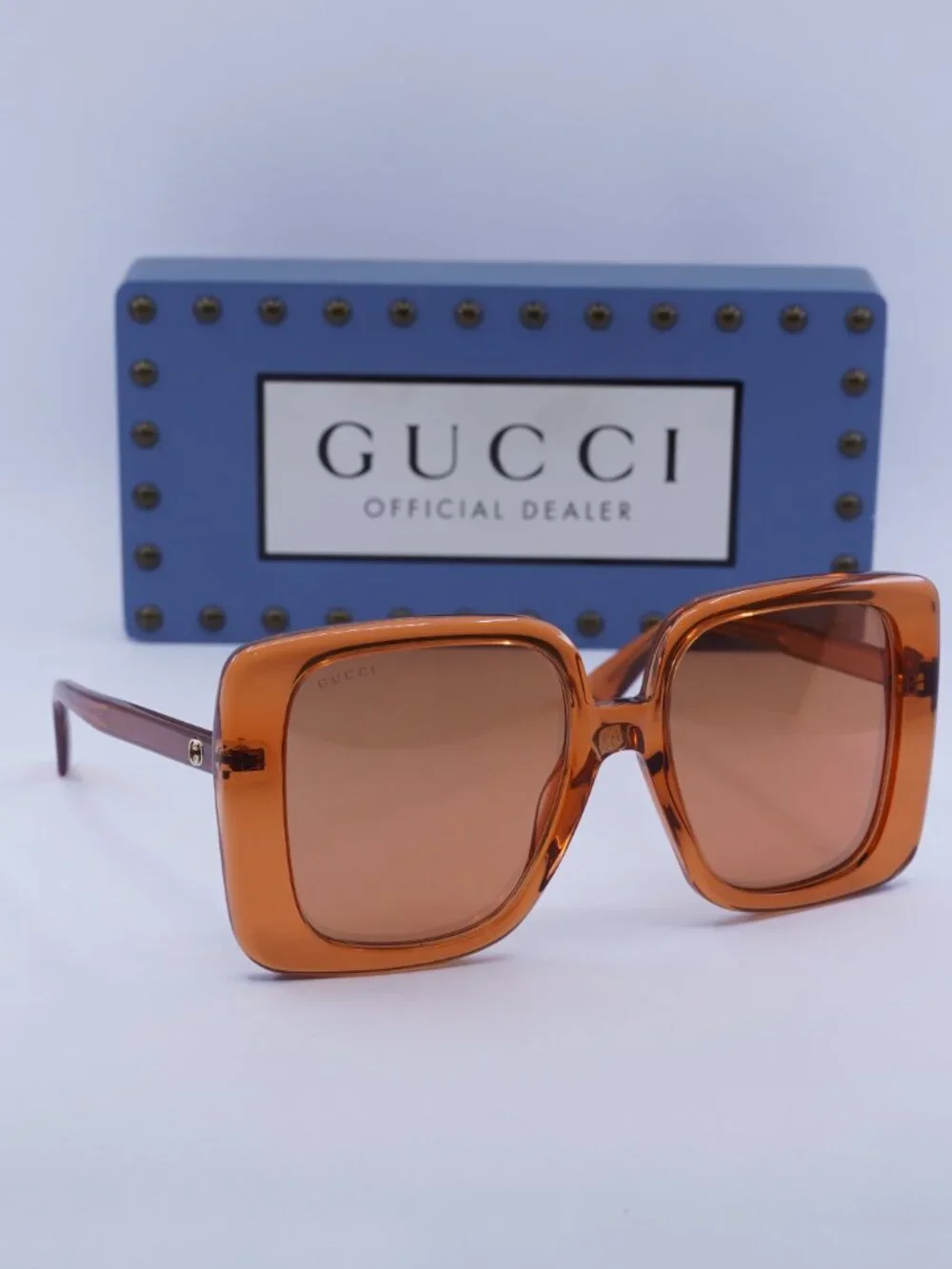 Gucci GG1314S 004 Square Sunglasses - Transparent Rust /Orange